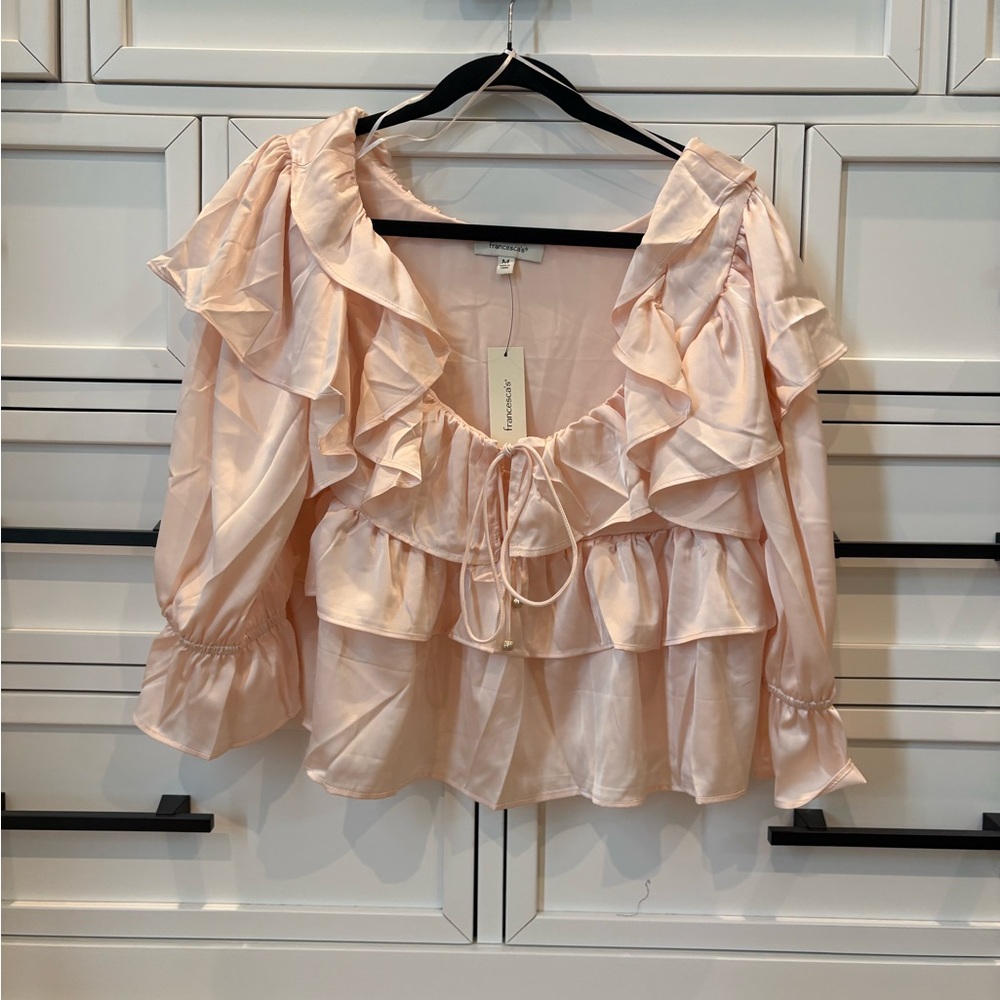 Francesca's Collections Blush Ruffled Blouse